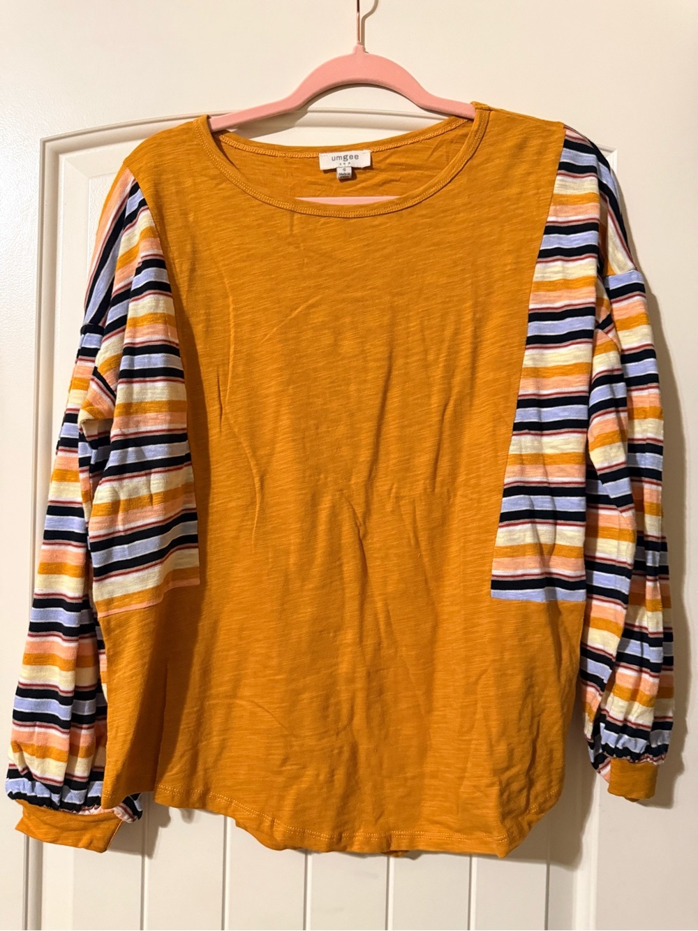 Umgee Multicolor Striped Sleeves Shirt NWOT